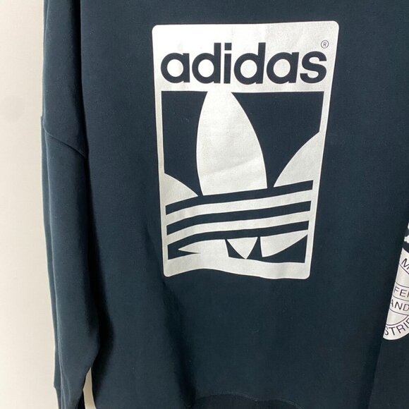 Adidas Originals 3 Stripes Black Crewneck Sweatshirt Side Zip Mens XL Logo - Picture 4 of 8